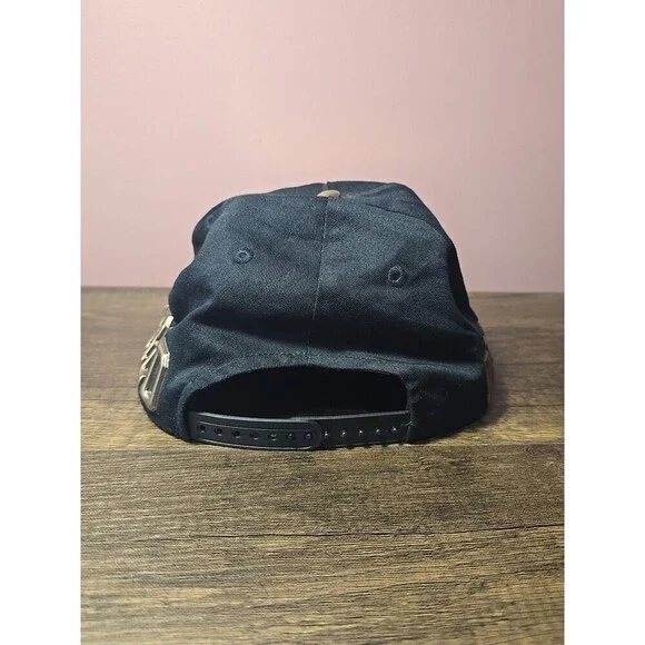 Disney Parks WALT DISNEY WORLD BASE BALL HAT Black Gold Cap Metallic Snap Back - Picture 2 of 4